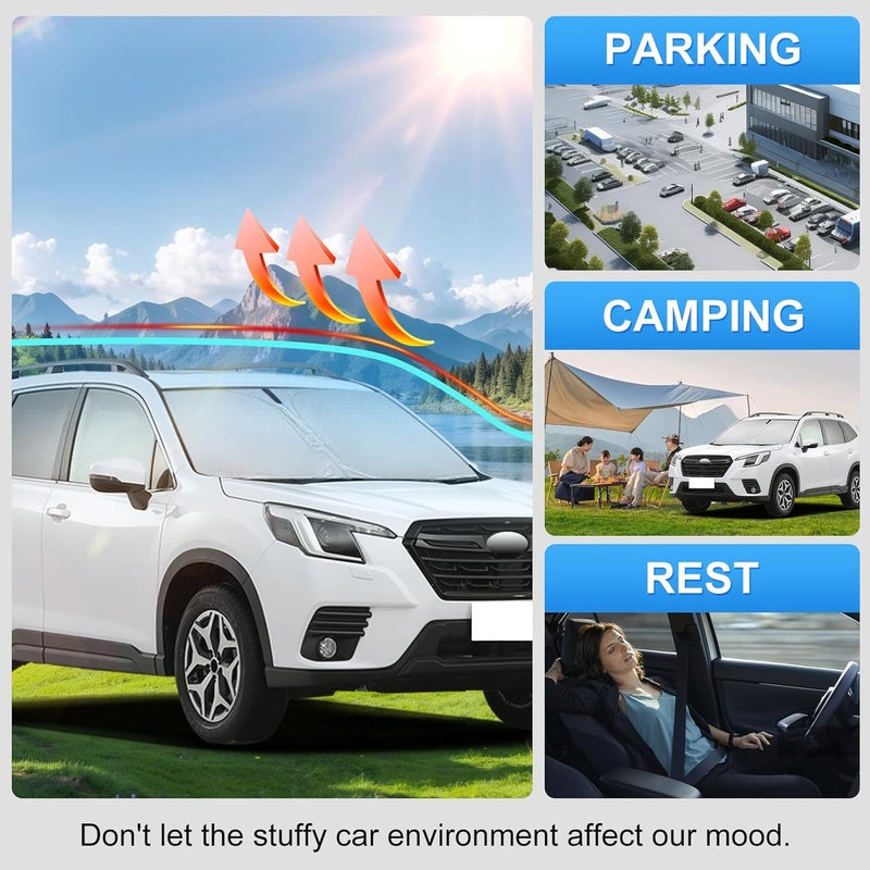 PinBaoLaLa Car Sun Shade for 2014-2018 Subaru Forester Accessories Windshield Sunshade Cover Front Window Shade Custom Fit Forester Sun Visor Protector Foldable Blocks UV Rays - Image 3